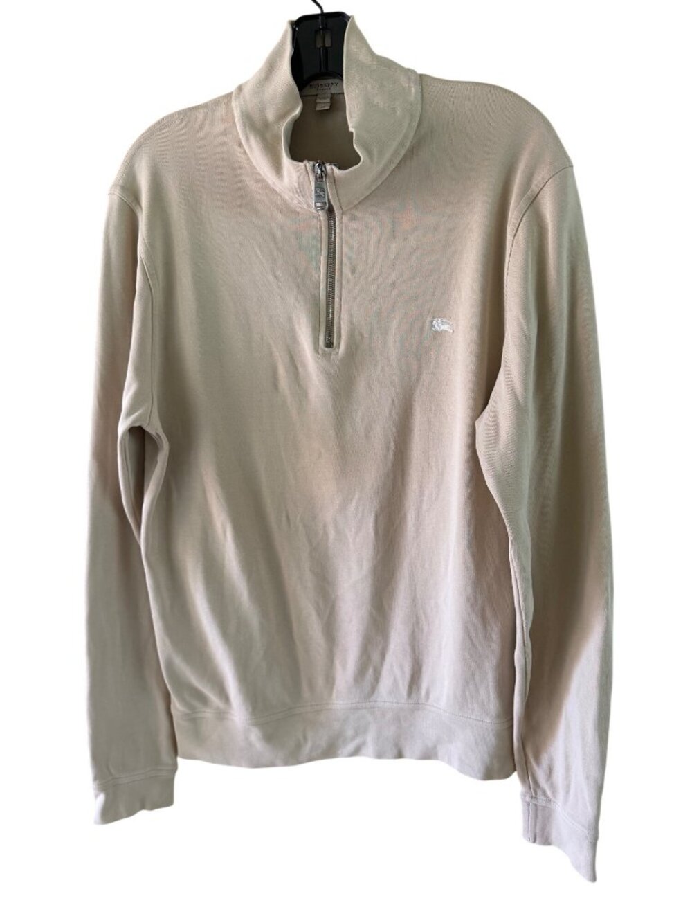 Burberry Brit Mens Quarter-zip Pullover Collar Sweater Size Medium Beige Casual